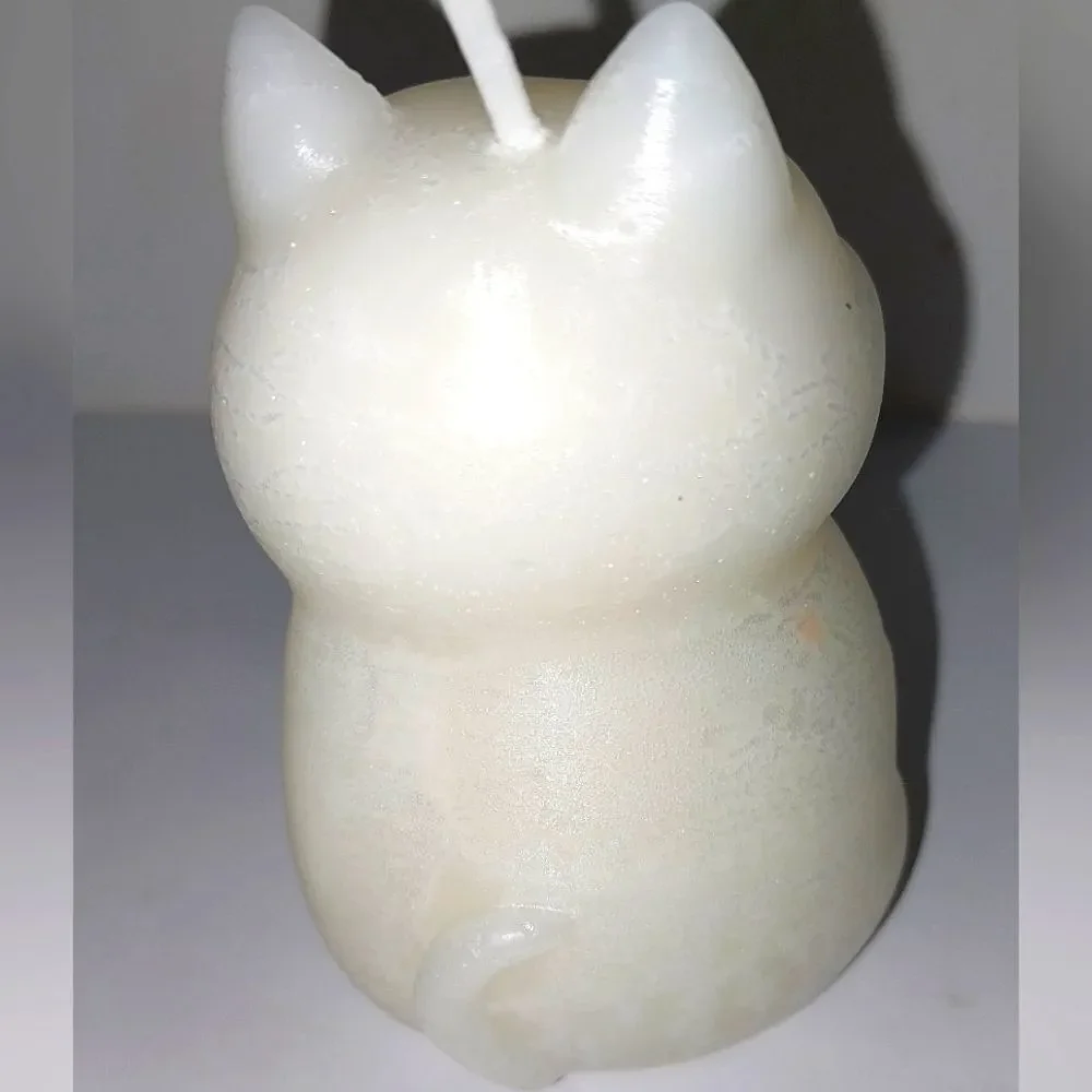 Hand crafted limited edition white candle from our Cat Lady candle collection